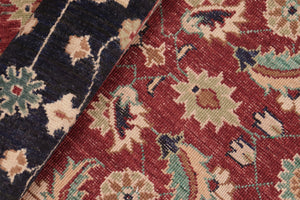 handmade Transitional Kafkaz Red Blue Hand Knotted RECTANGLE 100% WOOL area rug 6' x 9'