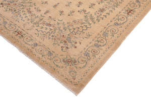handmade Transitional Kafkaz Tan Green Hand Knotted RECTANGLE 100% WOOL area rug 6' x 9'