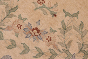 handmade Transitional Kafkaz Tan Green Hand Knotted RECTANGLE 100% WOOL area rug 6' x 9'