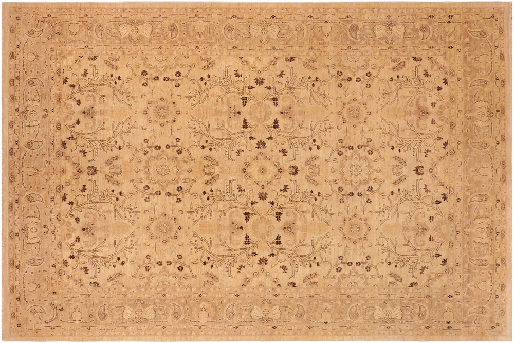 handmade Transitional Kafkaz Tan Brown Hand Knotted RECTANGLE 100% WOOL area rug 10' x 13'