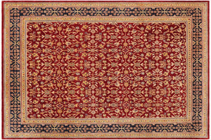 handmade Transitional Kafkaz Red Blue Hand Knotted RECTANGLE 100% WOOL area rug 9' x 12'