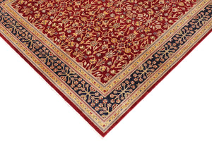 handmade Transitional Kafkaz Red Blue Hand Knotted RECTANGLE 100% WOOL area rug 9' x 12'