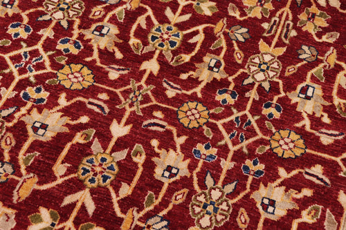 handmade Transitional Kafkaz Red Blue Hand Knotted RECTANGLE 100% WOOL area rug 9' x 12'