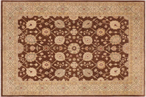 10x14 hand knotted transitional wool rug in brown and beige - Boho Chic Sharleen