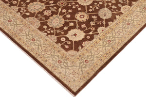 handmade Transitional Kafkaz Brown Beige Hand Knotted RECTANGLE 100% WOOL area rug 10' x 14'