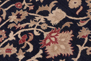 handmade Transitional Kafkaz Drk. Blue Beige Hand Knotted RECTANGLE 100% WOOL area rug 10' x 14'