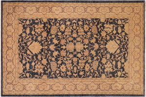 handmade Transitional Kafkaz Blue Tan Hand Knotted RECTANGLE 100% WOOL area rug 10' x 14'