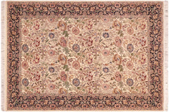 handmade Transitional Irfan Ivory Blue Hand Knotted RECTANGLE 100% WOOL area rug 6x9