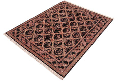 handmade Transitional Basan Black Rust Hand Knotted RECTANGLE 100% WOOL area rug 6x9