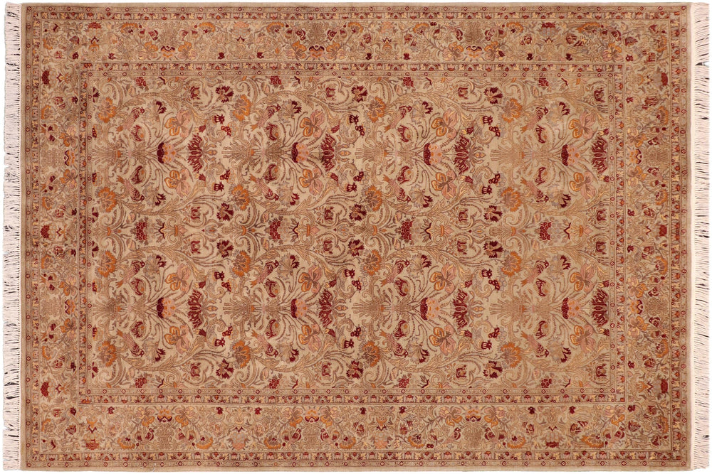 handmade Transitional Sayra Taupe Red Hand Knotted RECTANGLE 100% WOOL area rug 6x9