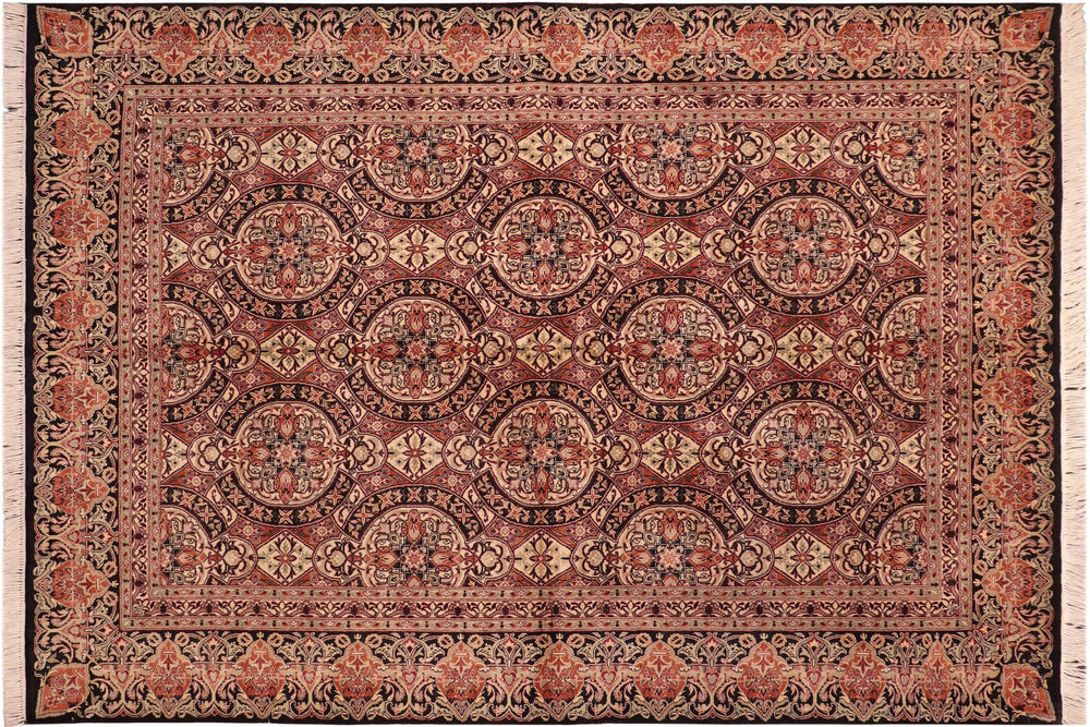 handmade Transitional Paracha Black Rust Hand Knotted RECTANGLE 100% WOOL area rug 6x9