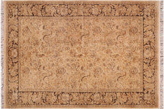 handmade Traditional Sukhan Beige Charcoal Hand Knotted RECTANGLE 100% WOOL area rug 6x9