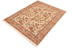 handmade Transitional Kashan Beige Gold Hand Knotted RECTANGLE 100% WOOL area rug 6x9
