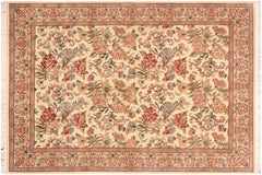 handmade Transitional Kashan Beige Gold Hand Knotted RECTANGLE 100% WOOL area rug 6x9