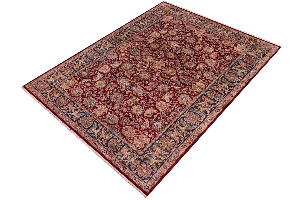 handmade Traditional Agra Red Teal Hand Knotted RECTANGLE 100% WOOL area rug 6x9