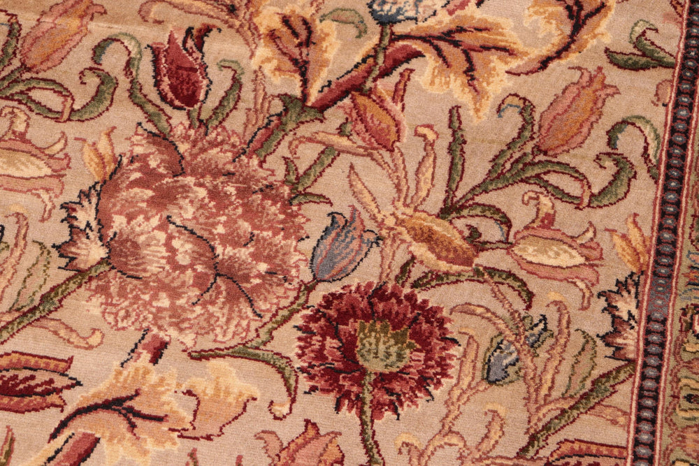 handmade Transitional Kamal Taupe Pink Hand Knotted RECTANGLE 100% WOOL area rug 6x9