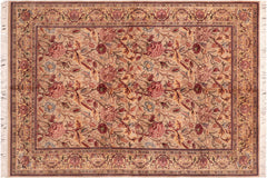 handmade Transitional Kamal Taupe Pink Hand Knotted RECTANGLE 100% WOOL area rug 6x9