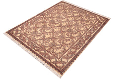 handmade Transitional Criscross Ivory Pink Hand Knotted RECTANGLE 100% WOOL area rug 6x9