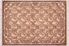 handmade Transitional Criscross Ivory Pink Hand Knotted RECTANGLE 100% WOOL area rug 6x9