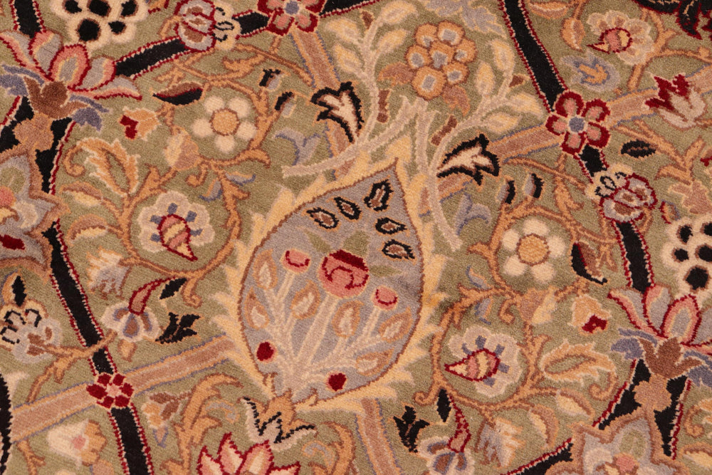 handmade Transitional Mujahid Green Red Hand Knotted RECTANGLE 100% WOOL area rug 6x9