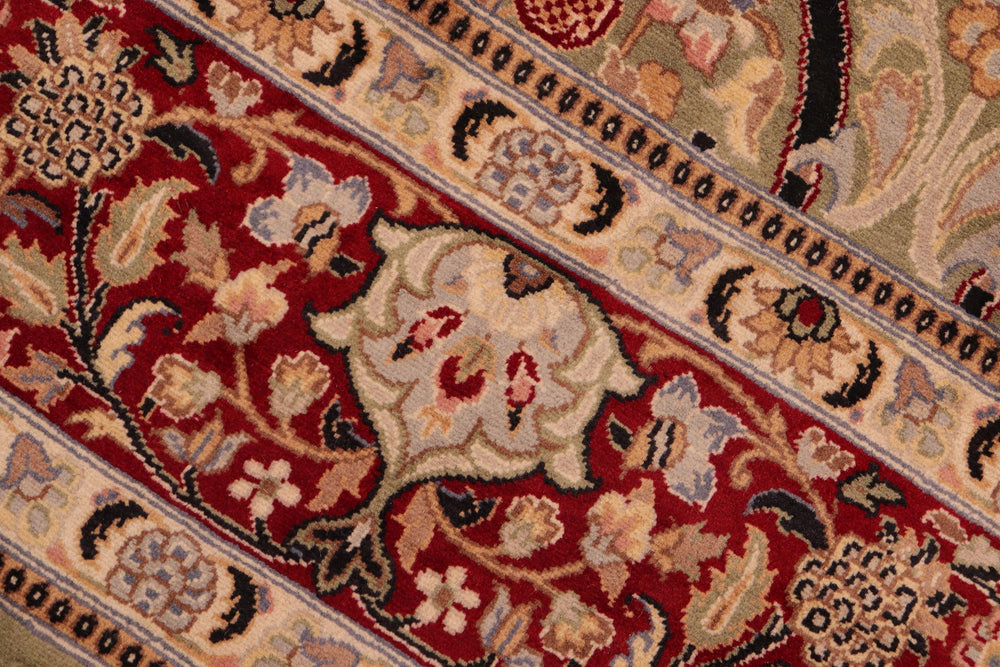 handmade Transitional Mujahid Green Red Hand Knotted RECTANGLE 100% WOOL area rug 6x9