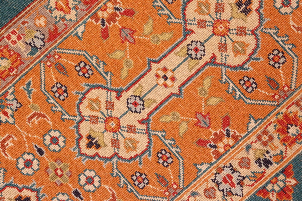 handmade Transitional  Teal Orange Hand Knotted RECTANGLE 100% WOOL area rug 6x9