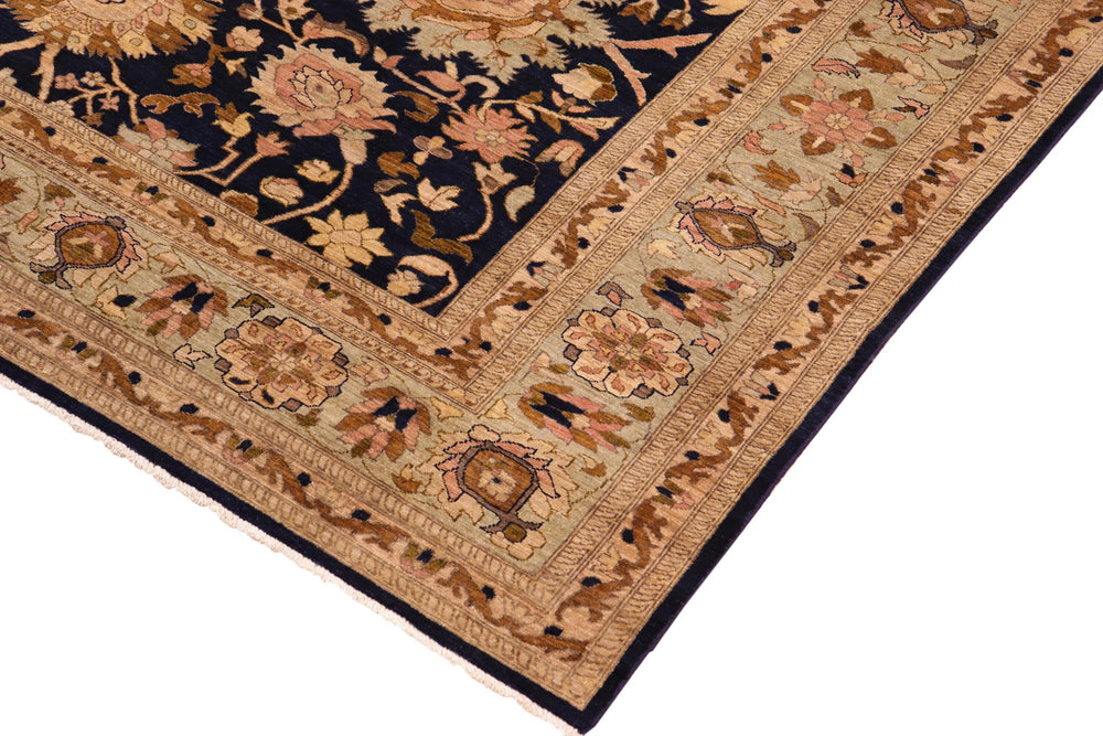 handmade Transitional Kafkaz Blue Green Hand Knotted RECTANGLE 100% WOOL area rug 10' x 13'