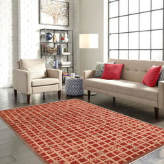 handmade Modern Kafkaz Red Tan Hand Knotted RECTANGLE 100% WOOL area rug 10' x 14'