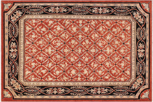 handmade Transitional Kafkaz Rust Black Hand Knotted RECTANGLE 100% WOOL area rug 9' x 12'