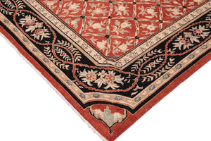 handmade Transitional Kafkaz Rust Black Hand Knotted RECTANGLE 100% WOOL area rug 9' x 12'