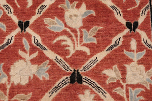 handmade Transitional Kafkaz Rust Black Hand Knotted RECTANGLE 100% WOOL area rug 9' x 12'