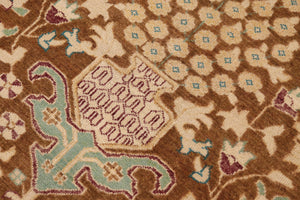 handmade Transitional Kafkaz Brown Beige Hand Knotted RECTANGLE 100% WOOL area rug 9' x 12'
