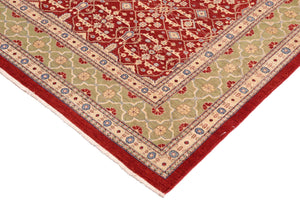 handmade Transitional Kafkaz Red Green Hand Knotted RECTANGLE 100% WOOL area rug 10' x 14'