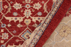 handmade Transitional Kafkaz Red Green Hand Knotted RECTANGLE 100% WOOL area rug 10' x 14'
