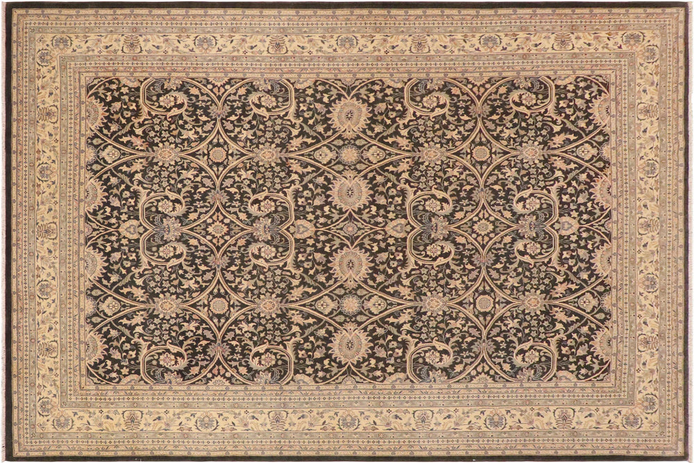 handmade Transitional Kafkaz Charcoal Beige Hand Knotted RECTANGLE 100% WOOL area rug 9x12