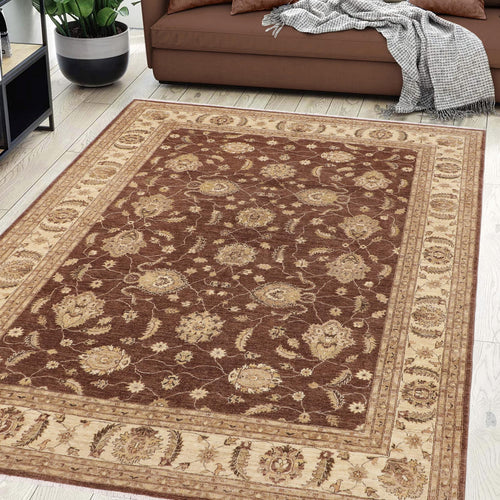 handmade Transitional Kafkaz Brown Beige Hand Knotted RECTANGLE 100% WOOL area rug 9' x 12'