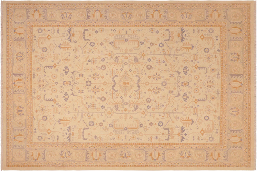 handmade Traditional Kafkaz Beige Lt. Gray Hand Knotted RECTANGLE 100% WOOL area rug 8x10