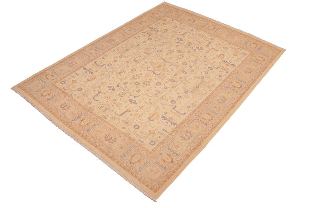 handmade Traditional Kafkaz Beige Lt. Gray Hand Knotted RECTANGLE 100% WOOL area rug 8x10