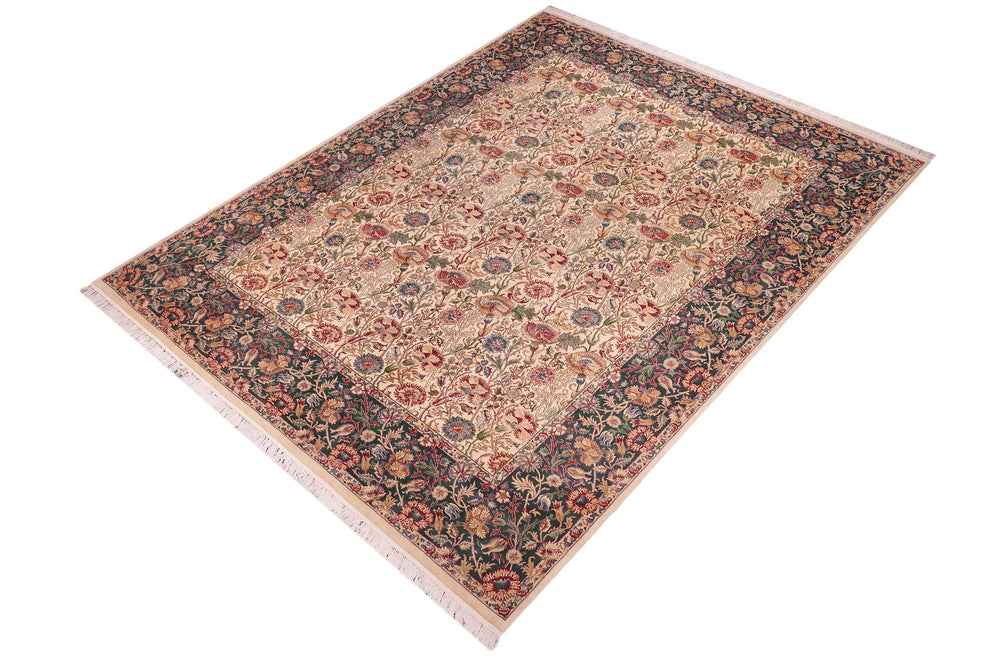 handmade Transitional Irfan Ivory Lt. Blue Hand Knotted RECTANGLE 100% WOOL area rug 9x12