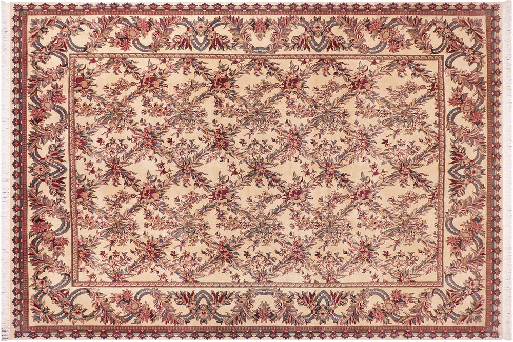 handmade Transitional Basan Ivory Ivory Hand Knotted RECTANGLE 100% WOOL area rug 9x12