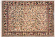 handmade Traditional Sukhan Ivory Black Hand Knotted RECTANGLE 100% WOOL area rug 9x12