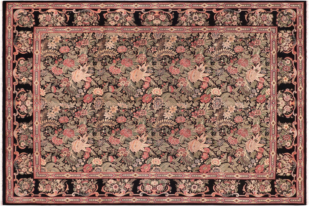 handmade Transitional Basarabian Black Black Hand Knotted RECTANGLE 100% WOOL area rug 9x12