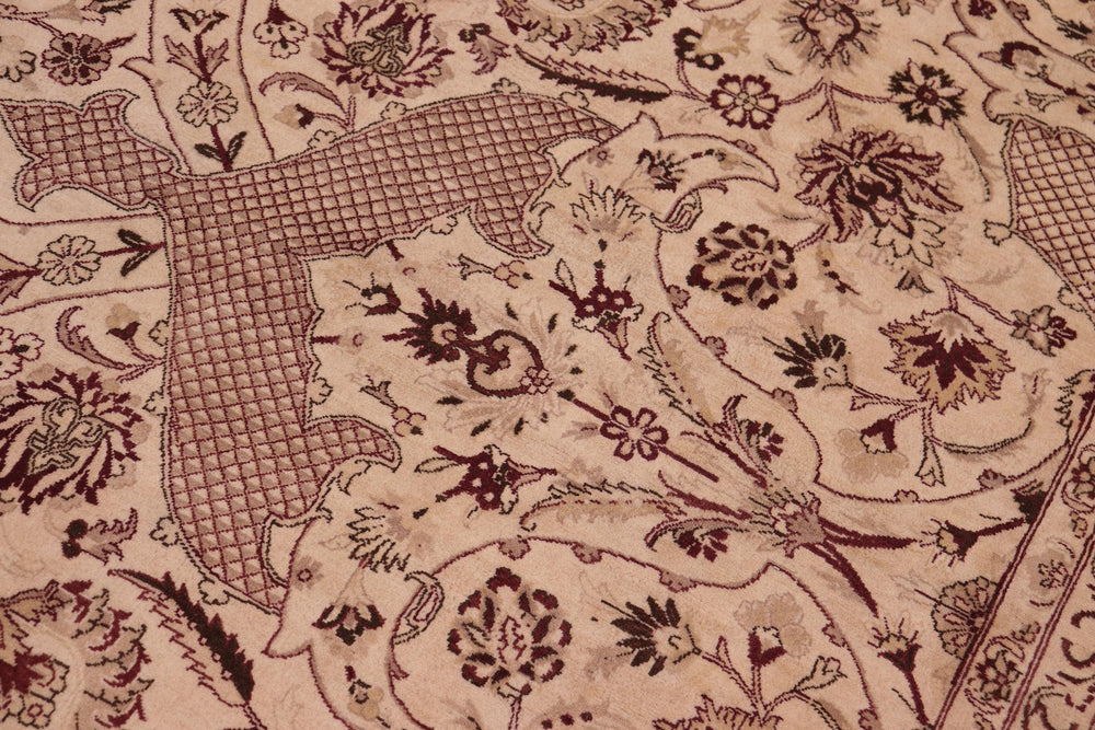 handmade Traditional Agra Beige Red Hand Knotted RECTANGLE 100% WOOL area rug 9x12
