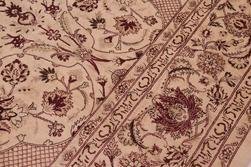 handmade Traditional Agra Beige Red Hand Knotted RECTANGLE 100% WOOL area rug 9x12
