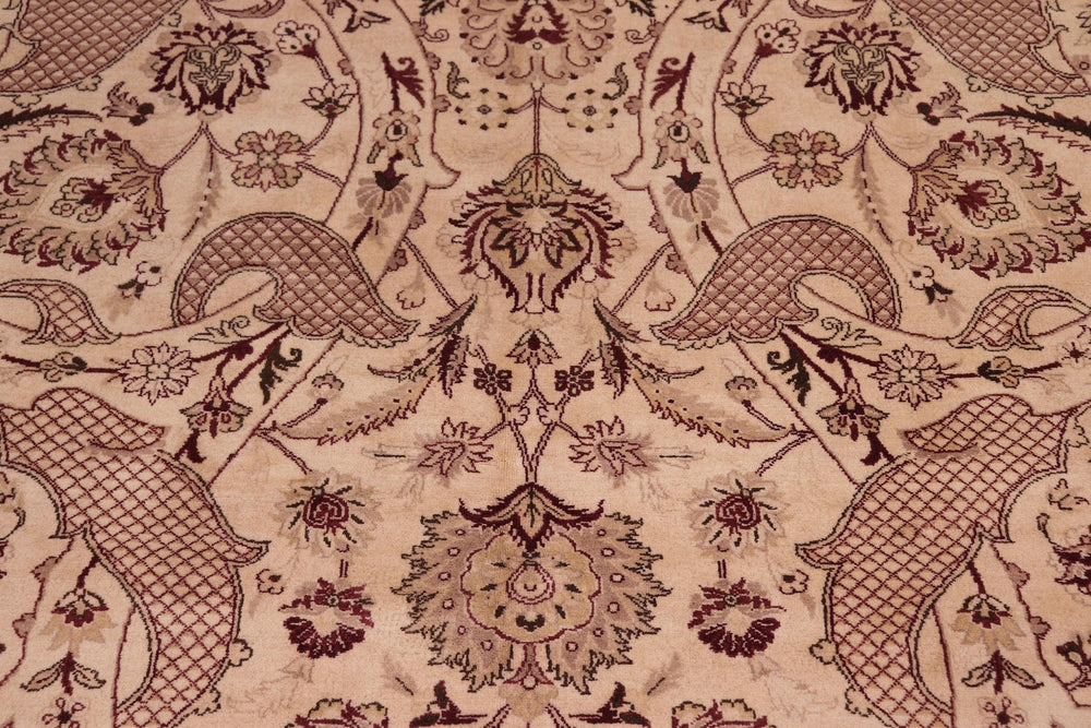 handmade Traditional Agra Beige Red Hand Knotted RECTANGLE 100% WOOL area rug 9x12