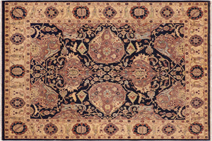 handmade Traditional Kafkaz Blue Tan Hand Knotted RECTANGLE 100% WOOL area rug 8x10
