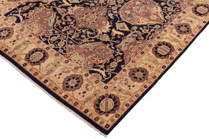 handmade Traditional Kafkaz Blue Tan Hand Knotted RECTANGLE 100% WOOL area rug 8x10