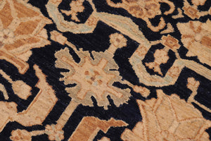 handmade Transitional Kafkaz Blue Orange Hand Knotted RECTANGLE 100% WOOL area rug 8' x 10'
