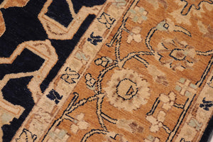 handmade Transitional Kafkaz Blue Orange Hand Knotted RECTANGLE 100% WOOL area rug 8' x 10'