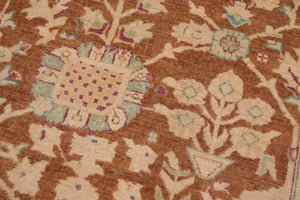 handmade Transitional Kafkaz Brown Beige Hand Knotted RECTANGLE 100% WOOL area rug 8' x 10'